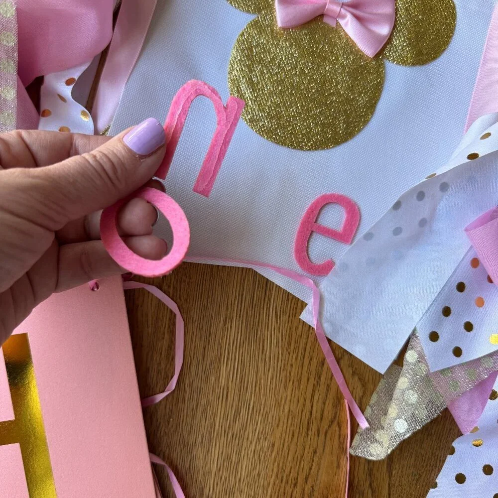 Minnie Mouse First Birthday Banner and Happy Birthday Banner